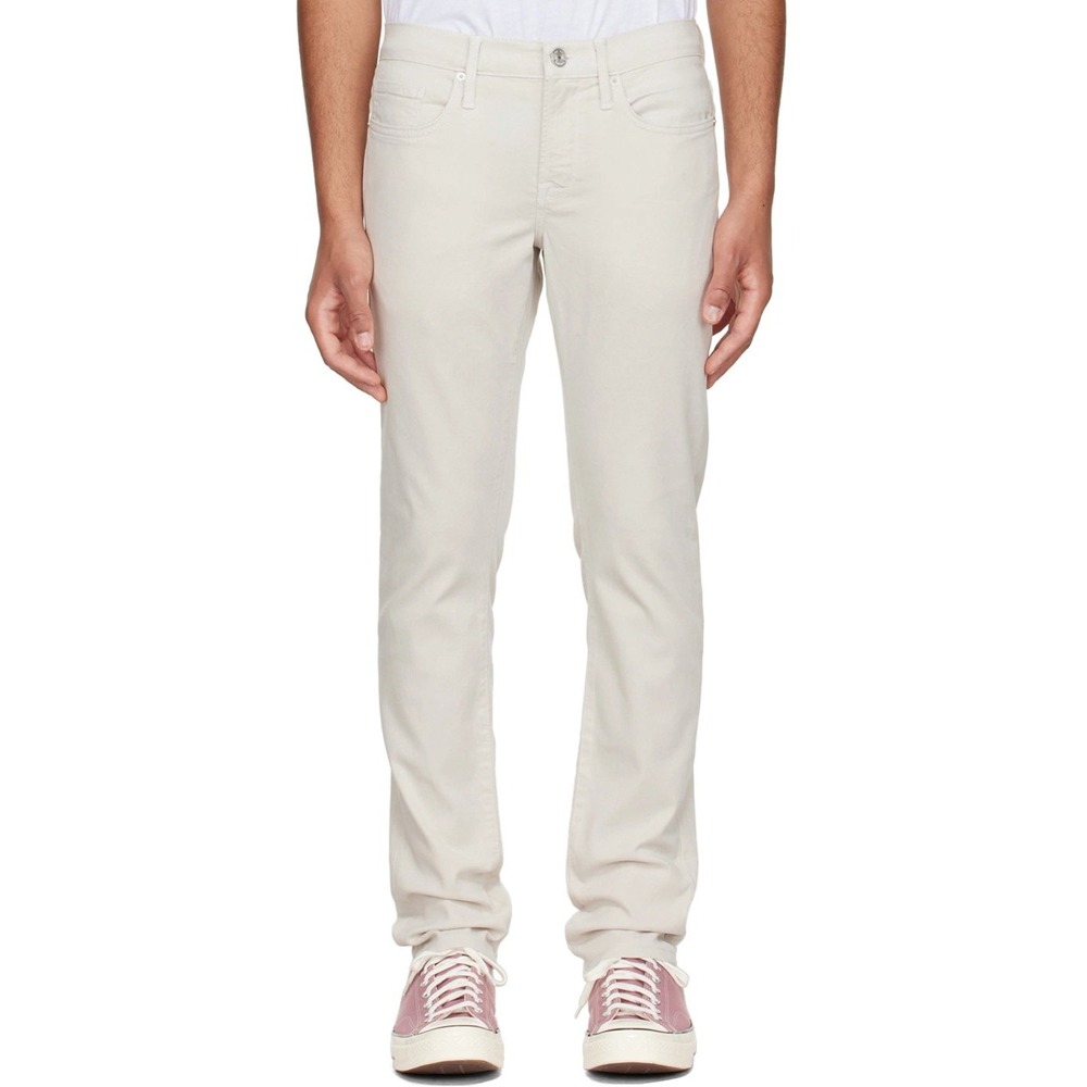 FRAME Mens 33 L'Homme Slim Jeans Milk Beige Lyocell Stretch Denim Revolve $198